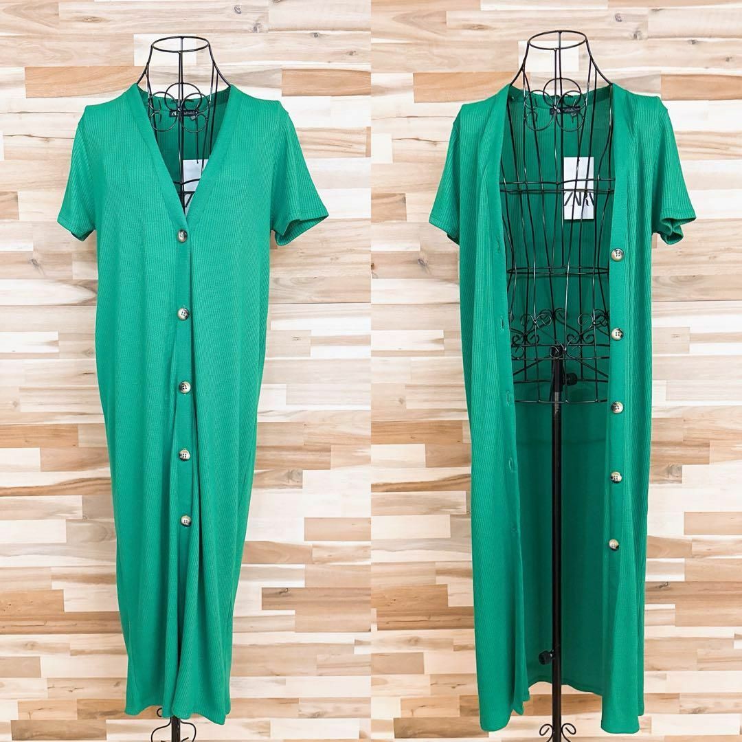 【特別セール品】 ZARA - 未使用【ザラ】Vネック ロング カーディガン 半袖 トップス