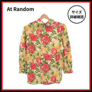 【美品】At Random シャツ ブラウス 長袖 クリーム ピンク 花柄(シャツ/ブラウス(長袖/七分))