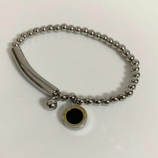 【新品未使用品】ブレスレット　リバーシブル　ローマ数字　シルバー　黒　白(ブレスレット/バングル)
