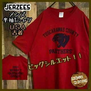 ジャージーズ プリント Tシャツ レッド パンサーズ ロゴ USA古着 半袖