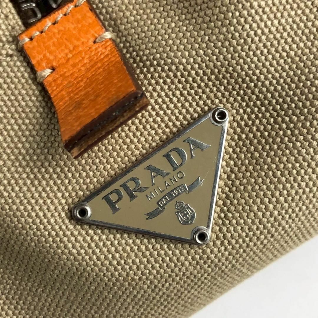 PRADA - PRADA プラダ キャンバス ハンドバッグ オレンジ