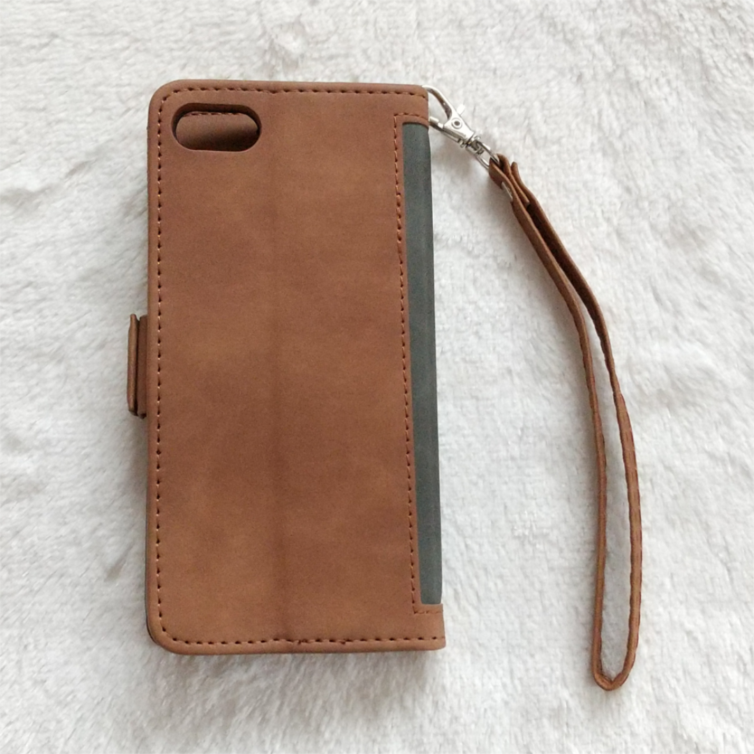 セール中♪ レトロ 手帳型 iPhone7/8/SE2/SE3ケース グレー スマホ/家電/カメラのスマホアクセサリー(iPhoneケース)の商品写真