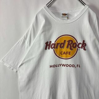 ハードロックカフェ(Hard Rock CAFE)のハードロックカフェ ビッグプリントロゴ　Tシャツ　ホワイト　XLサイズ　古着(Tシャツ/カットソー(半袖/袖なし))