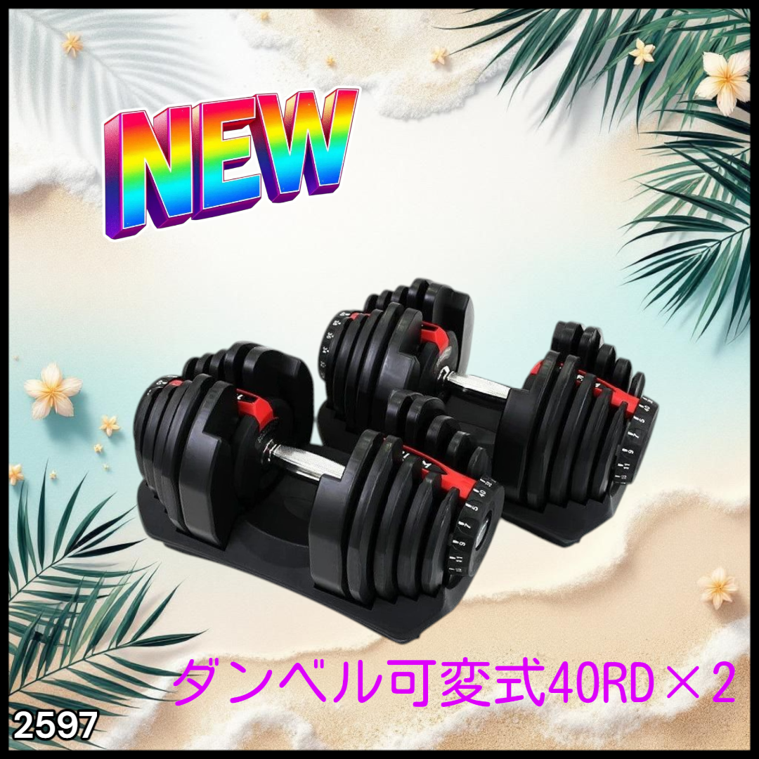2597 ダンベル 可変式 40kg レッド 2個セット 多機能