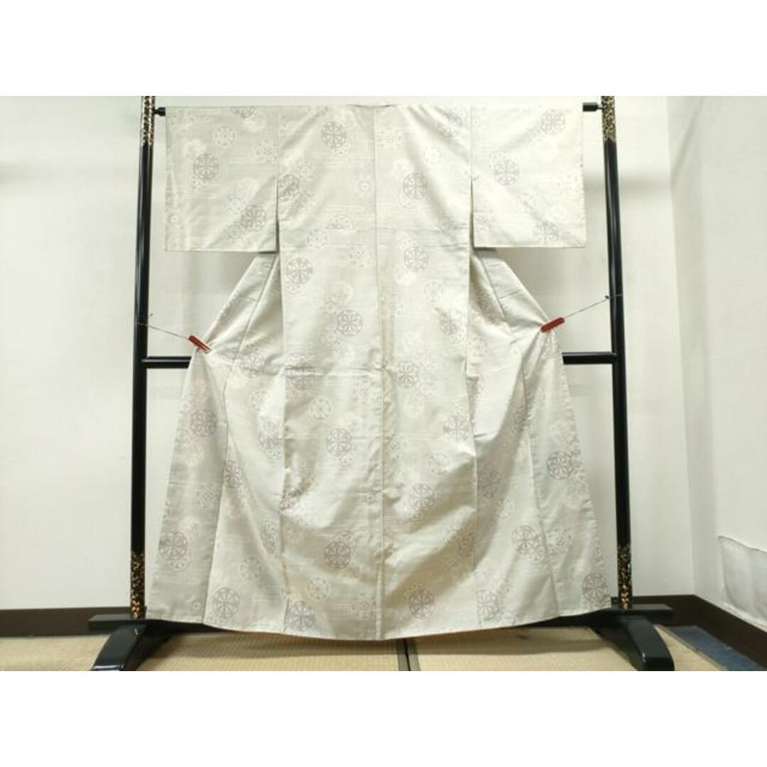 平和屋着物●本場大島紬　白大島　9マルキ　エ霞源氏車雪輪草木文　正絹　逸品　CAAS7017yc レディースの水着/浴衣(着物)の商品写真