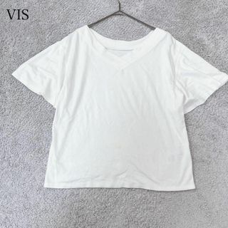 ビス フレア袖カットソー Tシャツ Vネック 伸縮性 透け感 カジュアル(Tシャツ(半袖/袖なし))