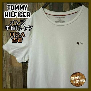 トミーヒルフィガー(TOMMY HILFIGER)のホワイト ワンポイント トミーヒルフィガー M メンズ 古着 半袖 Tシャツ(Tシャツ/カットソー(半袖/袖なし))