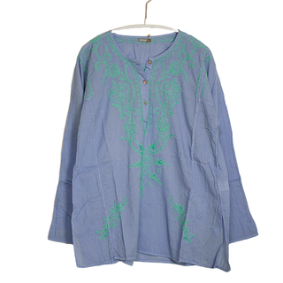 マッタ(matta)の未使用　Matta NY 刺繍トップス　インド綿　ブルー　Sサイズ(チュニック)