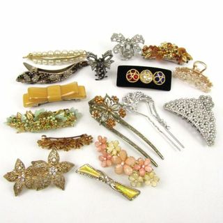 バレッタ・ヘアクリップ 16点セット ビジュー リボン他 髪留め ヘアアクセサリー まとめて 大量 まとめ売り レディース(その他)
