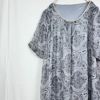極美品✨ 小泉 ワンピース ひざ丈 ペイズリー柄 金 刺繍 シアー 透け感 (ひざ丈ワンピース)