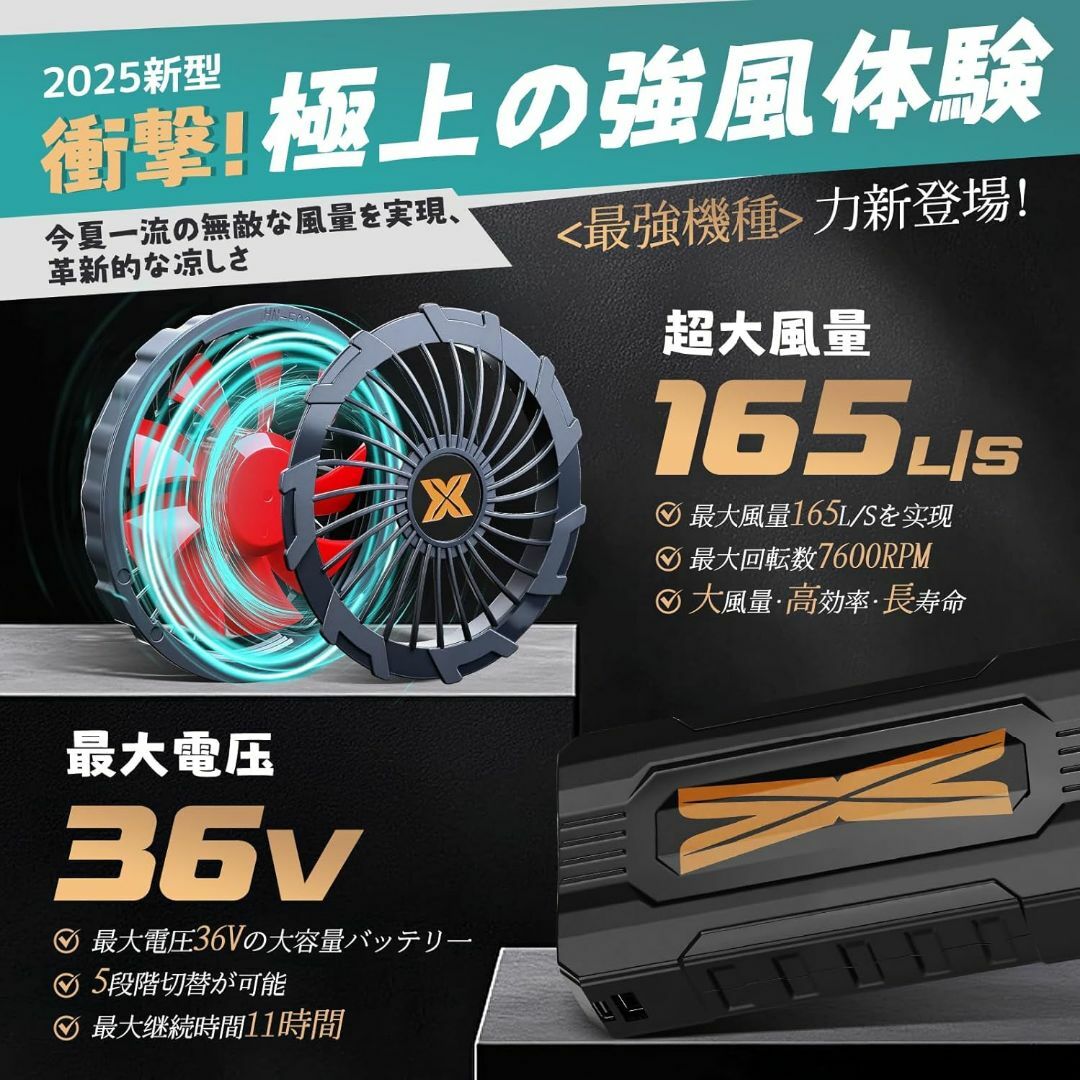 2025リチウムイオンバッテリー扇風機 36V 20000mAh Amazon.co.jp: 【2025年新登場・36V高出力モデル】ファン