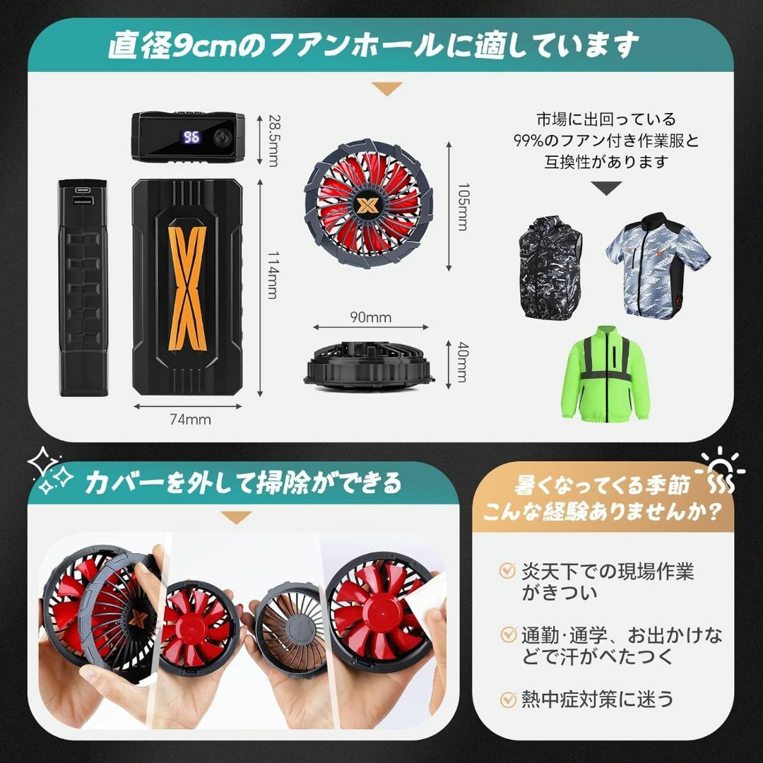 2025最新暴风超強力出力36V/20000mAh】空調作業服 ファン
