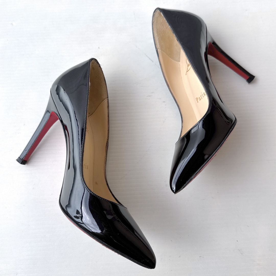 ルブタン　定番　ハイヒール　パンプス　ポインテッドトゥ　エナメルレザー　黒　34 Christian Louboutin - ルブタン 定番 ハイヒール パンプス