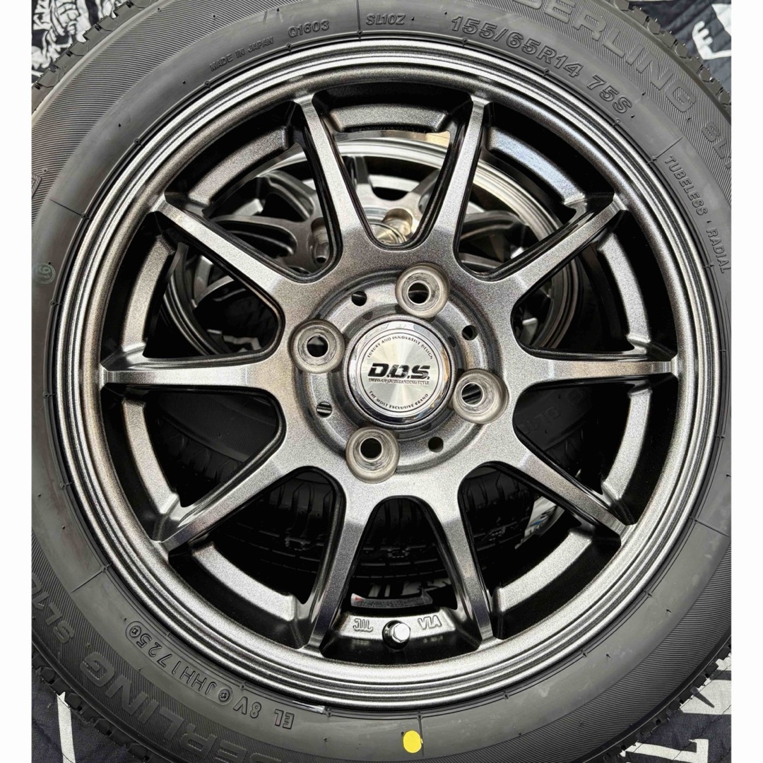BRIDGESTONE - ⑤155/65R14新品タイヤ4本と中古美品ホイールと