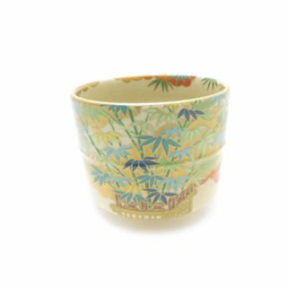 美品 桑野むつ子 御所の花 十二ヶ月 1月 河竹 茶碗 一月 京焼 作家物 抹茶 桑野睦子 SC8033U2 (食器)
