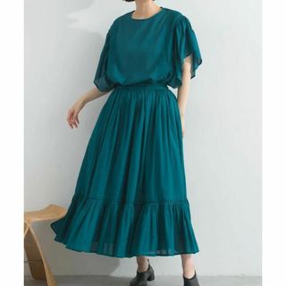 ストライプドビー ハシゴレース ティアード フレア スカート セットアップ可(ロングスカート)