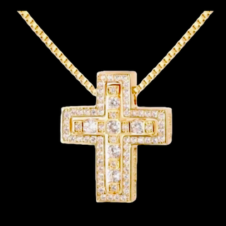 【N001】ネックレス　メンズ　ゴールド　シルバー　クロス　おしゃれ　アクセサリ(ネックレス)