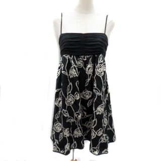 ジルスチュアート(JILLSTUART)のジルスチュアート キャミソールワンピース ミニ丈 花柄 4 S 黒 ブラック(ミニワンピース)