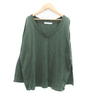 moussy - マウジー Tシャツ カットソー Vネック 長袖 オーバーサイズ F カーキ