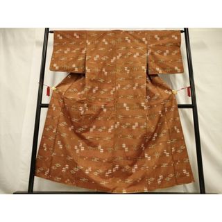 平和屋着物■上質な紬　絣文様　正絹　逸品　AAAV4774jd