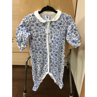 プチバトー(PETIT BATEAU)のプチバトー ブルーフラワー ロンパース(ロンパース)