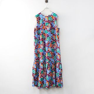 アンタイトル(UNTITLED)の美品 大きいサイズ アンタイトル UNTITLED ボタニカル柄 サマードレス 44/ホワイト ワンピース フラワー ギャザー フレア【2400014479911】(その他)