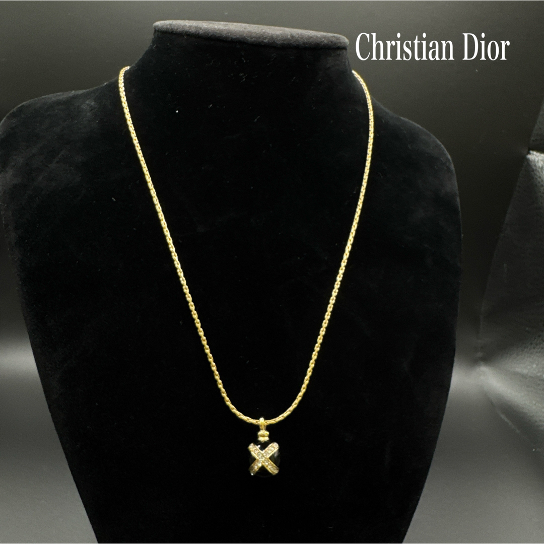 Christian Dior(クリスチャンディオール)のディオール ネックレス 黒×金  美品 レディースのアクセサリー(ネックレス)の商品写真