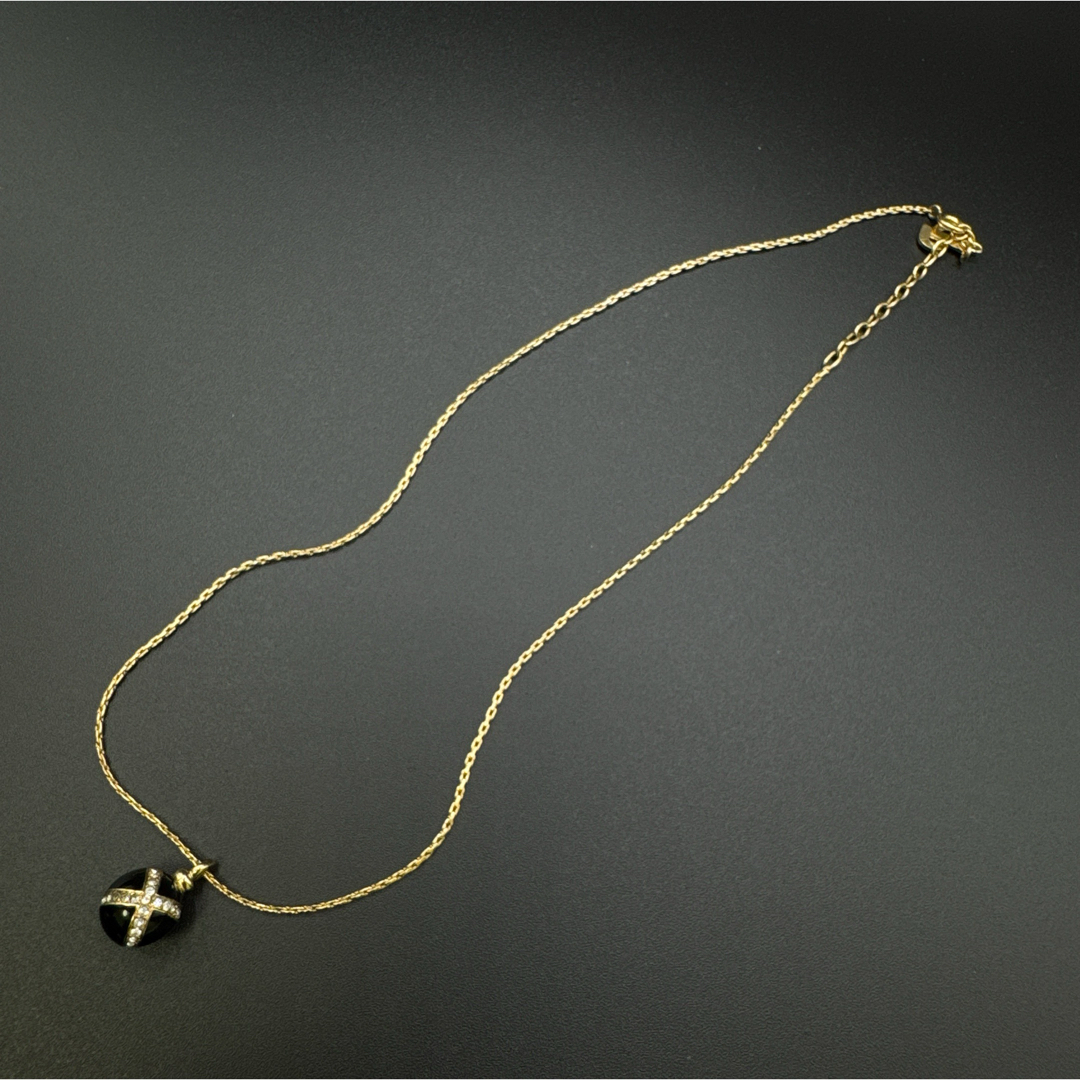 Christian Dior(クリスチャンディオール)のディオール ネックレス 黒×金  美品 レディースのアクセサリー(ネックレス)の商品写真