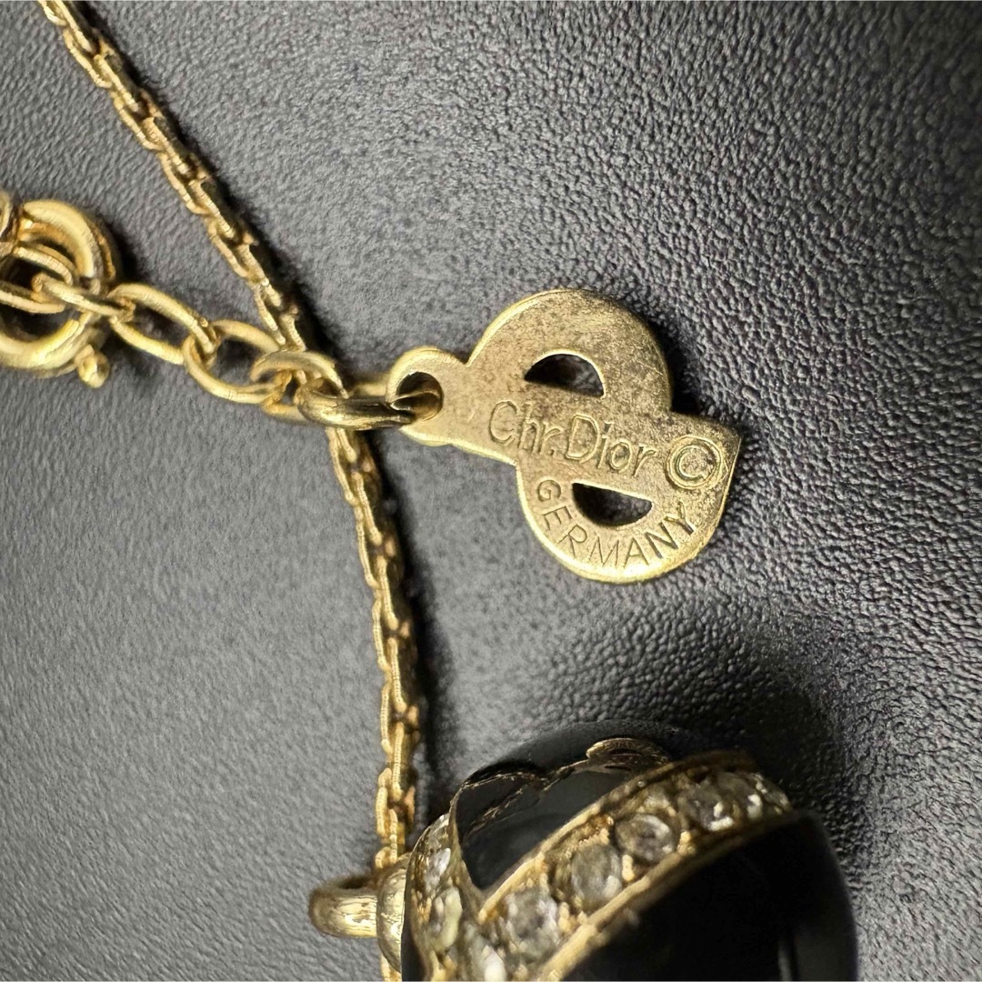Christian Dior(クリスチャンディオール)のディオール ネックレス 黒×金  美品 レディースのアクセサリー(ネックレス)の商品写真