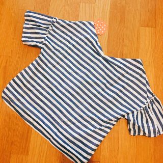 ドットアンドストライプスチャイルドウーマン(Dot&Stripes CHILDWOMAN)のコットンストライプブラウス(青×白)(シャツ/ブラウス(半袖/袖なし))