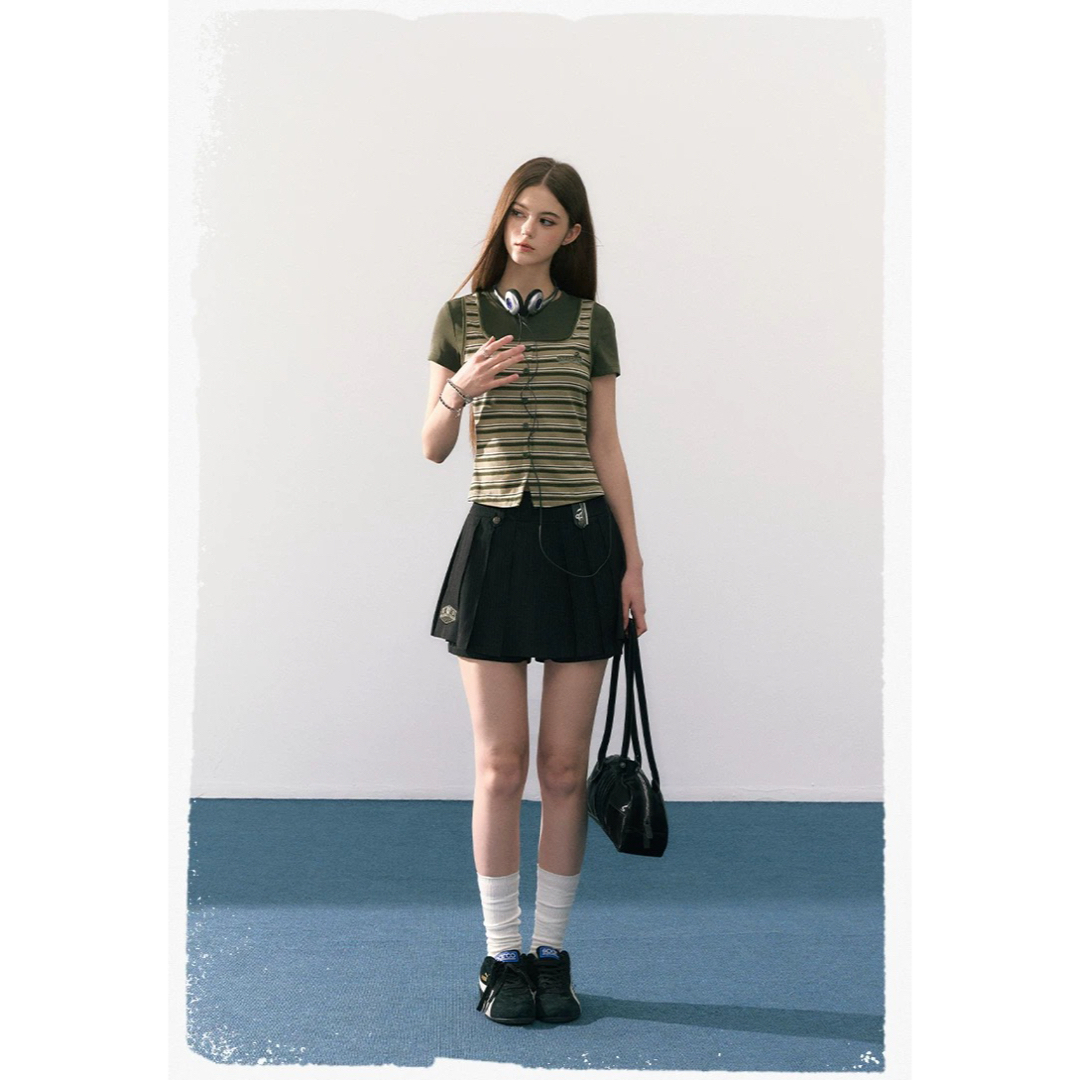 ハリーポッター KYOUKO ボーダービスチェTシャツ スリザリン レディースのトップス(シャツ/ブラウス(半袖/袖なし))の商品写真