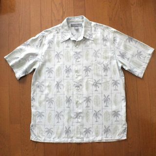 06【美品】トリリチャード アロハシャツ L メンズ シルク100% ヤシの木(シャツ)