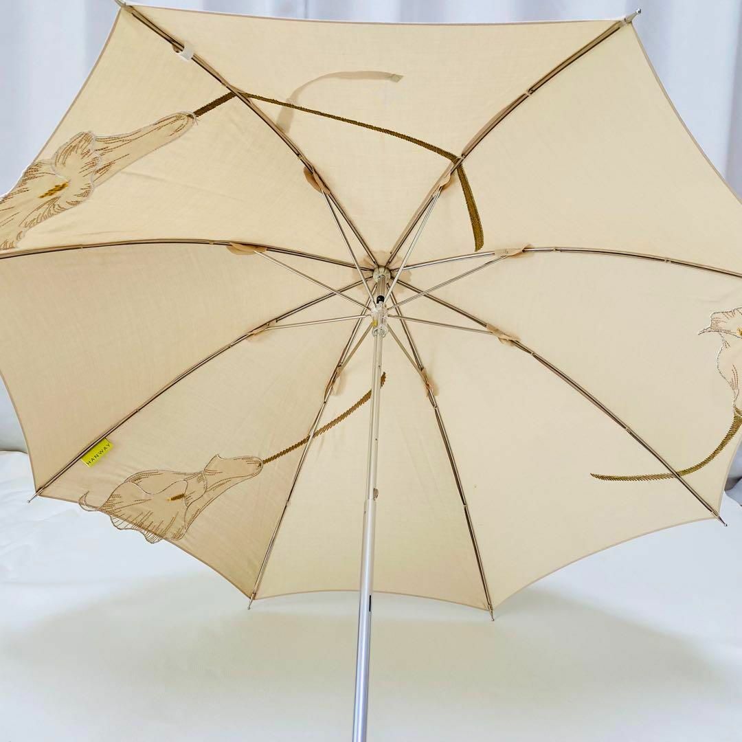ほぼ未使用】ハンウェイ 雨傘 刺繍 ベージュ 日傘 - メルカリ