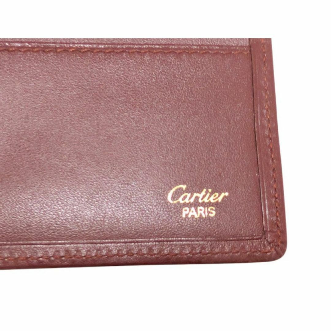 【美品】カルティエCartier　折り財布　ボルドー　レザー　メンズ　レディース 中古】カルティエ 二つ折り財布 札入れ マストライン レザー