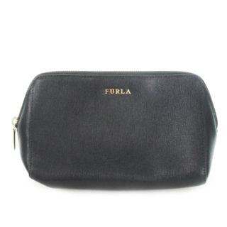 フルラ(FURLA)のフルラ ポーチ アクセサリー コスメ レザー 革 ロゴ ゴールド金具 黒(ポーチ)