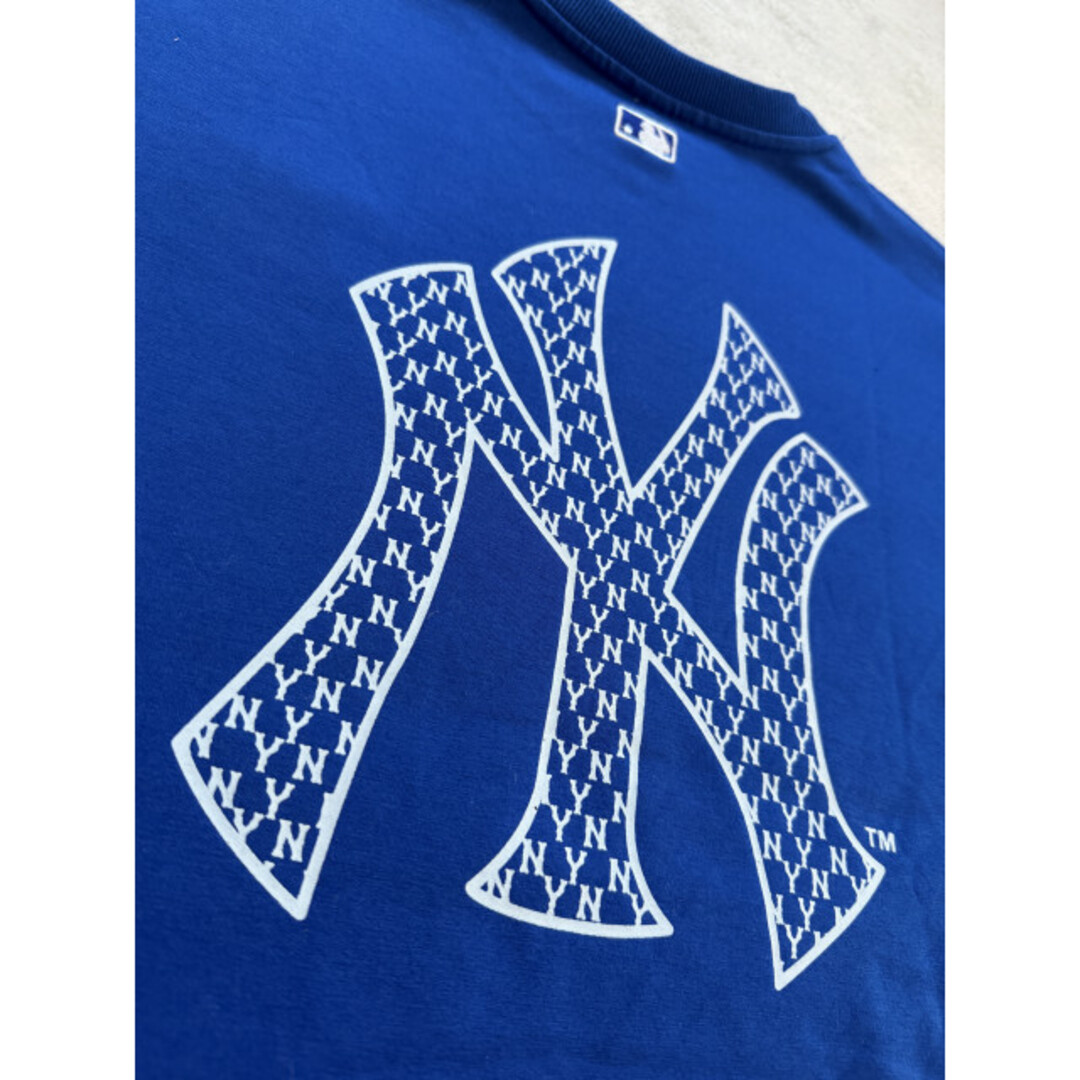 新しいスタイル 未使用級】MLB Korea hu32の ブルー刺繍 スウェットM ヤンキース トップス