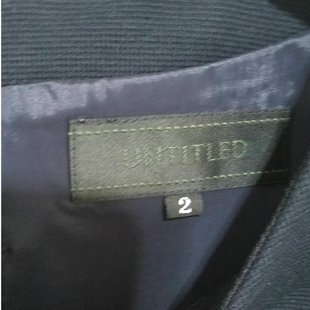 UNTITLED(アンタイトル)のUNTITLED　フレンチスリーブ　ワンピース【M】ネイビー　ウエストマーク レディースのワンピース(ひざ丈ワンピース)の商品写真