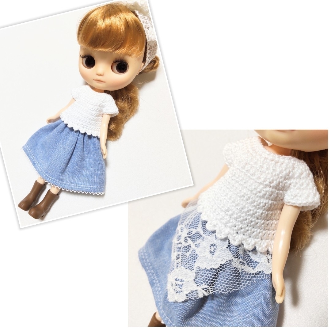 ミディブライス【裾ピコットニット×スカート】 ハンドメイドのぬいぐるみ/人形(人形)の商品写真