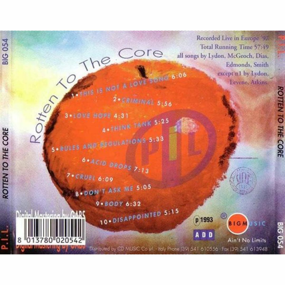 パブリック・イメージ・リミテッド ROTTEN TO THE CORE CD の
