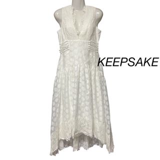 新品タグ付き KEEPSAKE ホワイトドット柄Aラインドレス(ロングワンピース/マキシワンピース)