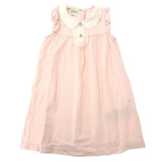 GUCCI グッチ GGボタン襟付き レース フリルノースリーブ ワンピース サイズ:36ｍ  ピンク  キッズ 　240001100565(その他)