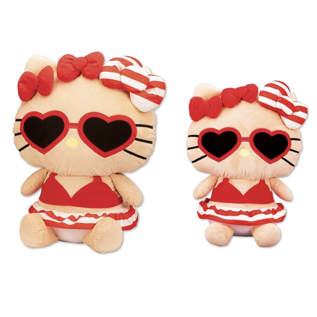新品 ハローキティ 日焼けキティ ビッグクッション ぬいぐるみ ミニクッション ハローキティ - ☆ハローキティ 日焼けシリーズ ビッグ&ミニ
