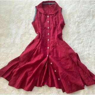 Cachette カシェット ロング シャツワンピース リネン100 M(ロングワンピース/マキシワンピース)