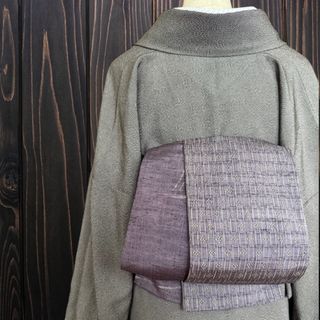 *着物反物*　灰紫紬二種類　大人の兵児帯　半幅帯　長尺475cm　ハンドメイド