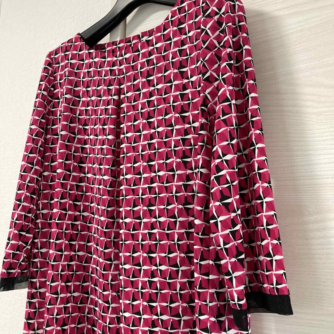 大人 可愛い 服  leilian 七分袖 チュニック ブラウス 総柄 【美品】Leilian - トップス