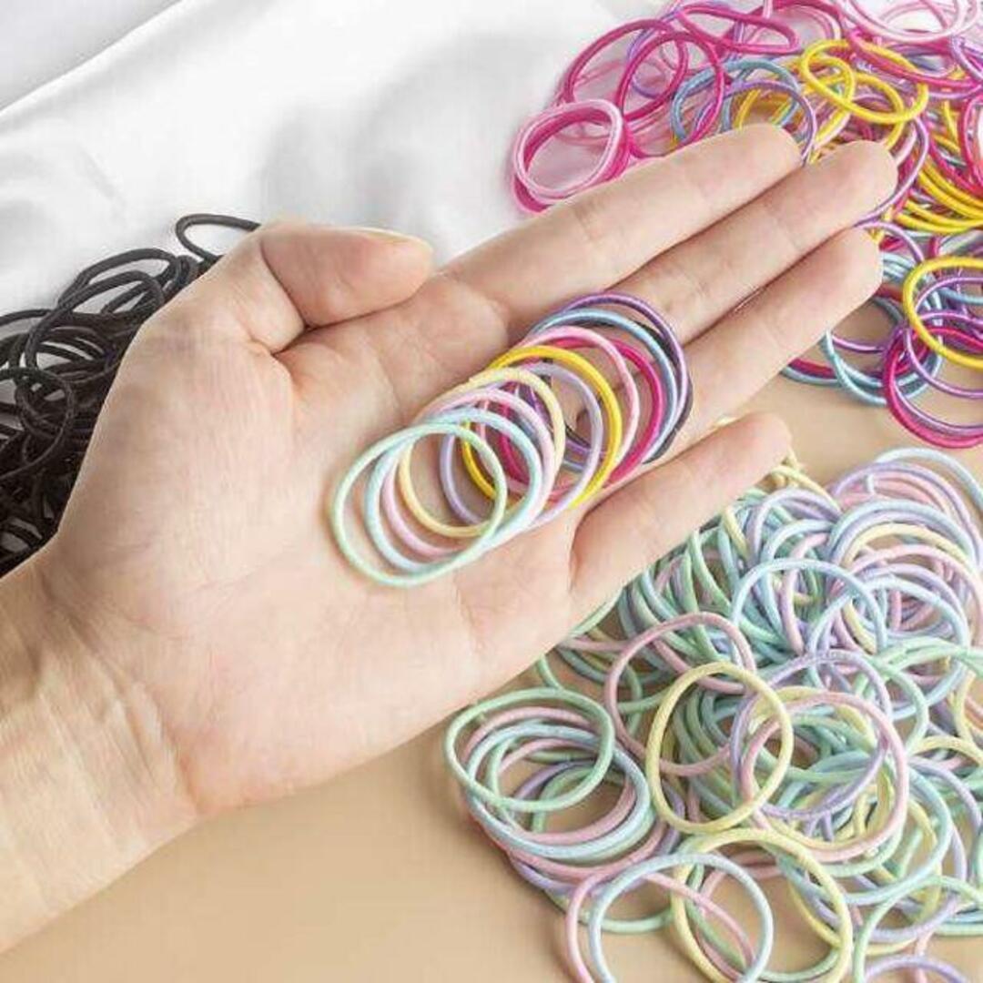 カラフル キッズ ヘアゴム  パステルカラー ハンドメイド 子供　まとめ売り ハンドメイドの素材/材料(各種パーツ)の商品写真