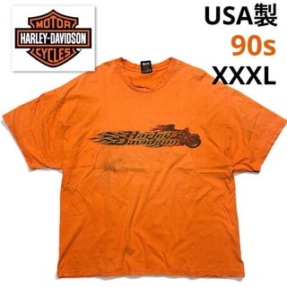 ハーレーダビッドソン(Harley Davidson)の格安 Harley Davidson XXXL オレンジ フレイムロゴ tee(Tシャツ/カットソー(半袖/袖なし))