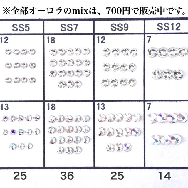 SWAROVSKI(スワロフスキー)の☆*゜ネイルサイズ【スワロフスキー】クリスタル&オーロラmix 100粒 コスメ/美容のネイル(デコパーツ)の商品写真