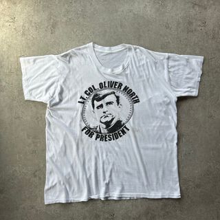 ヴィンテージ(VINTAGE)の80s90s 風刺tシャツ USA製 オリバーノース大佐 ホワイト XL相当(Tシャツ/カットソー(半袖/袖なし))