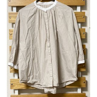 サマンサモスモス(SM2)のSamansaMos2  ストライプシャツ　ベージュ　ビジネス　Mサイズ(Tシャツ(半袖/袖なし))